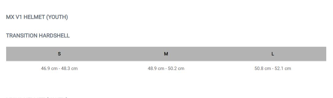 Fox Helmet Youth Size Chart - Fox Rampage Youth Helmet : Racing size